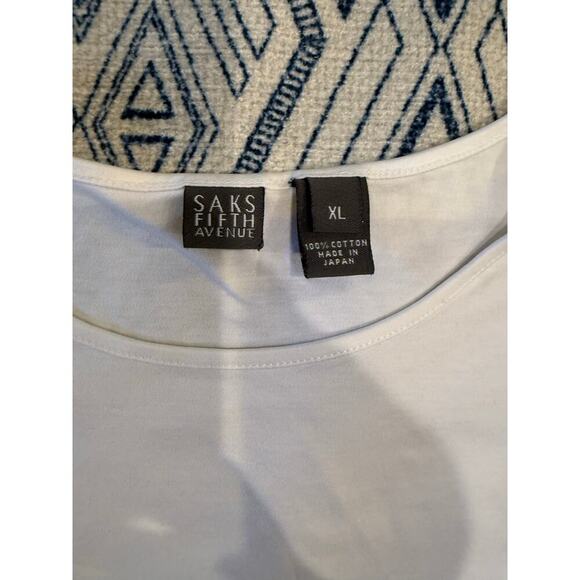 🤍 Saks‎ Fifth Avenue White Cotton Tee – Women’s XL 🤍 - Picture 2 of 4
